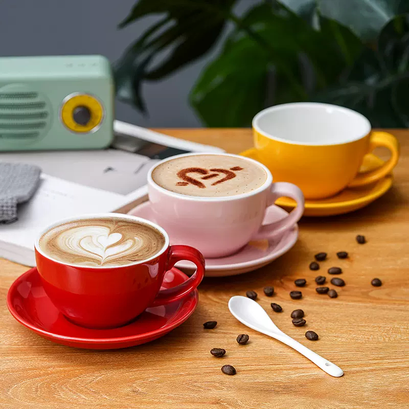 300ml แก้วกาแฟเซรามิค แก้วน้ำ ชุดถ้วยกาแฟ คาปูชิโน่ อเมริกาโน่ แก้วเซรามิกคุณภาพดี 300cc Cappuccino Americano coffee tea cup quality ceramic latte art