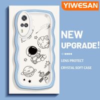 YIWESAN เคสสำหรับ VIVO Y51 2020 Y31 2021 Y53s 2021 Y33เคสการ์ตูนนักบินอวกาศลวดลายคลื่นเคสมือถือกันกระแทกแบบใสนิ่มเคสโปร่งใสลายกล้องถ่ายรูปฝาครอบป้องกันซิลิกาเจลที่สร้างสรรค์