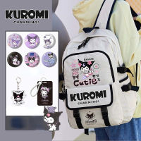 Sanrio Kuromi Kawaii กระเป๋านักเรียน,กระเป๋าเป้สะพายหลังการ์ตูนความจุขนาดใหญ่ของเด็กผู้หญิง,กระเป๋าสะพายไหล่เบาสำหรับนักเรียนมัธยมต้น