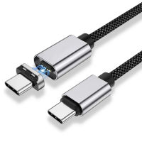 สาย USB C ถึง USB C,5A 100W Fast Magnetic Charging Cable Type C ถึง Type C Nylon Cable Fast Charge สำหรับแล็ปท็อป