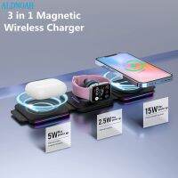 ZZOOI 15W 3 in 1 Magnetic Wireless Charger Pad  Fast Charging Dock Station for iPhone 13 12 11 X Apple Watch iWatch 7 6 AirPods Pro