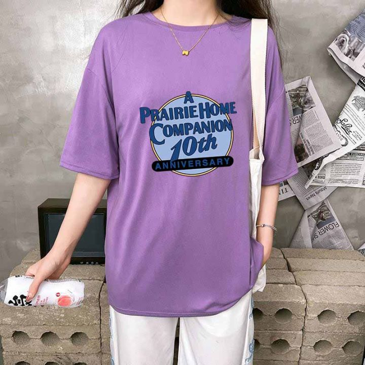 พร้อมส่ง-fashion-dress-shop-เสื้อแขนสั้น-เสื้อยืด-น่ารัก-ลายเท่ๆ-a-prairie-home-companion-10th-แฟชั่นเกาหลี