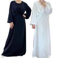 ซับในสีขาวมุสลิม Maxi Dress Inner Muslimah Robe ผู้หญิงสวม Bottoming Inner Dress