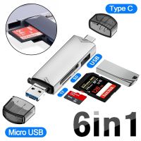 6 In 1 USB Type C Micro Multi Card Reader OTG Flash Drive Adapter Portable Integrated SD/TF Cardreader Converter Adapters