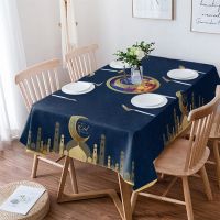 Ramadan Decoration 2023 Eid Mubarak Waterproof Tablecloth Party Decoration Muslim Aid Moubarak Table Covers for Table Decor