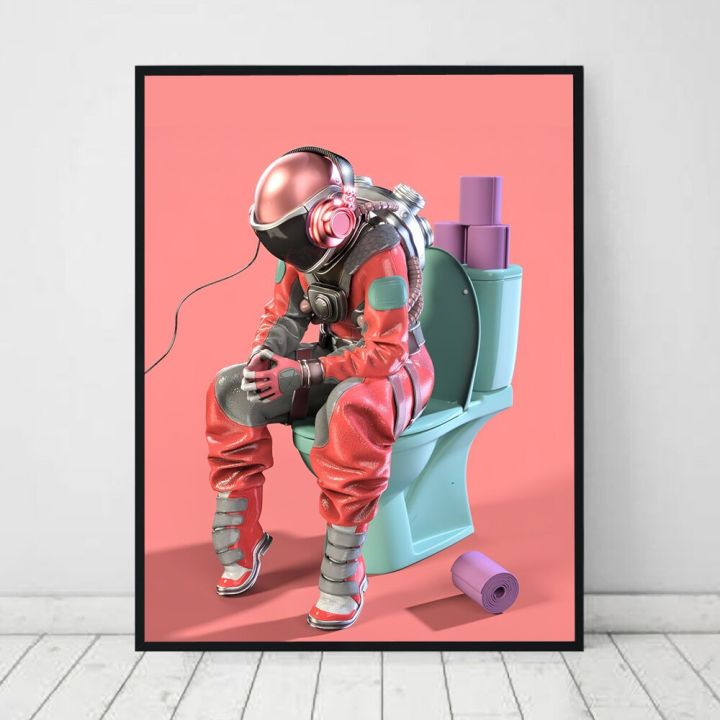 ภาพวาดสร้างสรรค์บนผ้าใบสำหรับนักบินอวกาศที่น่าสนใจศิลปะบนผนังโปสเตอร์และการพิมพ์ภาพห้องนั่งเล่น-hiasan-dinding-rumah-โปสเตอร์-1ชิ้น