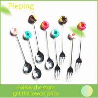 PIEPING 1pcs ไอศครีม กาแฟ ครัว สแตนเลส ส้อมขนม ช้อนโดนัท เครื่องใช้บนโต๊ะอาหาร