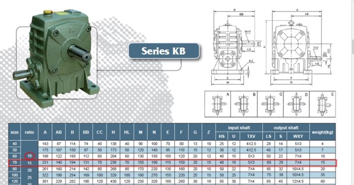 เกียร์ทดรอบ-เพลาเข้าด้านล่าง-เพลาออกด้านข้าง-รุ่น-kb70-เหมาะกับเครื่องมือเกษตรฯและงานครื่องจักรอุตสาหกรรมฯ-kb70-18-1-10