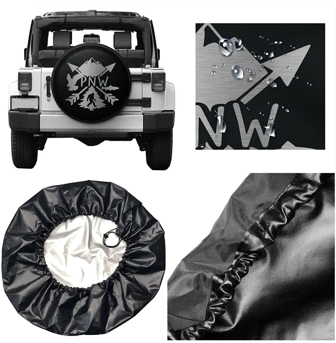 JH】cozipink PNW Eagle Bigfoot Spare Tire Cover Camping Wheel Protectors  Weatherproof Universal for Trailer Rv SUV T