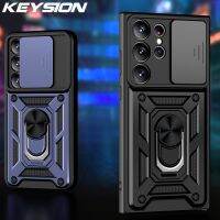 [On1ine 3C Digital} KEYSION เกราะกันกระแทกเคสสำหรับ Samsung S23อัลตร้า5G S22บวกแหวนป้องกันเลนส์กล้องสไลด์ฝาครอบโทรศัพท์ Galaxy S21 FE