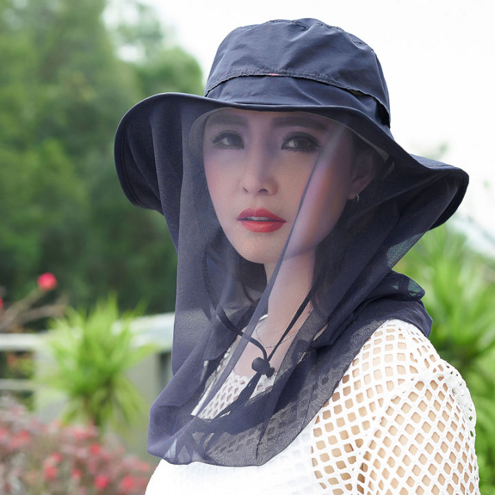 anti-mosquito-veil-topee-face-covering-cap-womens-sun-resistant-hat-outdoor-sun-resistant-outside-gauze-beekeeping-cap-outing-versatile