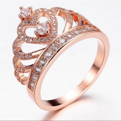 มงกุฎประดับเพชรขอบสีขาวสำหรับแหวนเครื่องประดับผู้หญิงแหวนแฟชั่นแนวยุโรปและอเมริกาข้ามพรมแดน