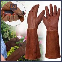 JIAJUSUANSOU ถุงมือหนังยาวสำหรับทำสวน,ถุงมือตัดแต่งหนังกาแฟอุปกรณ์ป้องกันแขนถุงมือทำสวนสวน