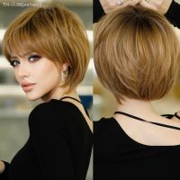 7JHHWIGS Pixie Cut Hair Ombre Blonde Bob Wigs with BangsShort Straight Wigs for Women Brown Blonde Wig Cosplay Party [ Hot sell ] ea1voy