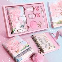 Sakura Hand Account Book Gift Box Set A6 Loose-leaf Notebook Journals Agenda Planner Gift Set Student Notebook Stationery