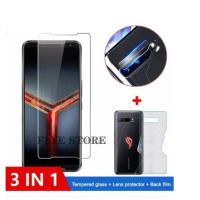 (3in1) ฟิล์มกระจกนิรภัยเทมเปอร์โปร่งแสง,สำหรับ ASUS Rog Phone 3 /Rog Phone 2 Rog Phone 5 HD ฟิล์มกันรอย + ฟิล์มด้านหลัง + ฟิล์มติดเลนส์กล้อง