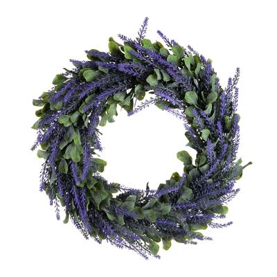 Artificial Wreath, Door Wreath 17 Inch Lavender Spring Wreath Round Wreath for The Front Door, Home Decor