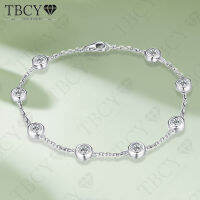 TBCYD 4มิลลิเมตร2.4Cttw รอบฟอง Moissanite ฝาสร้อยข้อมือสำหรับผู้หญิง925เงินสเตอร์ลิงเพชรมือโซ่โรเดียมชุบเครื่องประดับ