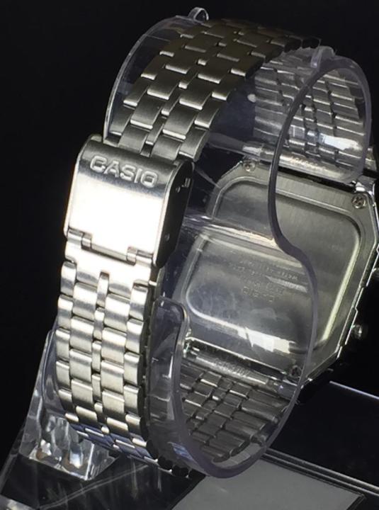 นาฬิกา-casio-รุ่น-a500wa-1df-ตัวเรือนสีเงิน-หน้าจอระบบดิจิตอล-ของแท้-100-cafenalika
