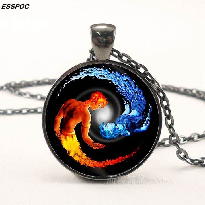 ร้อนแรง-สร้อยคอฟีนิกซ์-steampunk-yin-yang-tree-of-life-จี้แก้ว-cabochon-สร้อยคอโซ่สีดำผู้ชายเครื่องประดับแฟชั่นสำหรับผู้หญิงของขวัญ