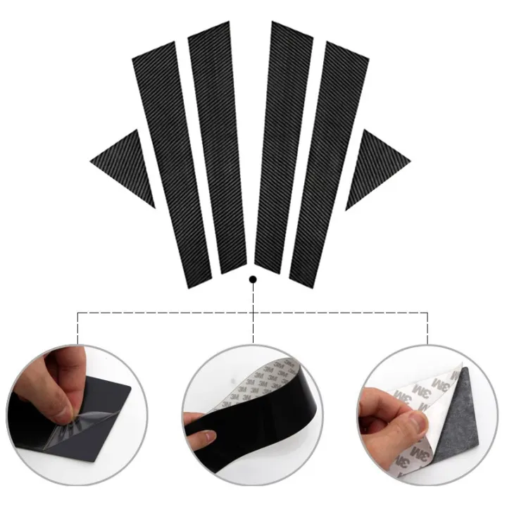 Glossy Carbon Fiber Wrap Vinyl Film Door Pillar Trim Stickers For Audi ...