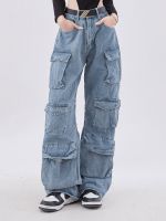 Grunge Punk High Street Style Oversized Cargo Jeans Women Spring Autumn Y2K Korean Fashion Pockets Loose Denim Boyfriend Pants