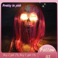 PRETTY IN PINK 1 ของตกแต่งแบบแขวน โคมไฟหัวกระโหลก ฮาโลวีน อุปกรณ์ประกอบฉากสยองขวัญ หัวกระโหลก ที่มีคุณภาพสูง อุปกรณ์เกม โครงกระดูกมนุษย์ ลานกลางแจ้งกลางแจ้ง