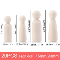 20pcs Wooden Peg Dolls Maple painted Kids Birthday Gifts Handmade Unfinished Crafts Wood peg Doll room Decor Toys Set