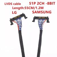 【ขาย】 FI RE51P 2ch 8บิต Lvds สาย55ซม. 51pin Universal LVDS สำหรับ Samsung LG AU Chi Mei Sharp 51pin 2ch 8แผง