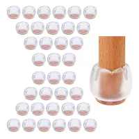 Transparent Silicone Round Furniture Table Chair Leg Caps Floor Protectors Caps,with Felt Pads,Fit 1.1-1.2 In,32 Pack