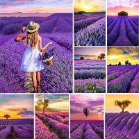 Landscape Lavender Field Cross Stitch Kit DIY Embroidery Handicraft Handmade Knitting Craft Different Needle Package Needlework