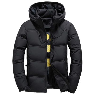 ZZOOI Winter Thick Warm Down Jacket Men Thermal Snow Parkas Windproof Puffer Hooded Coat Casual Slim White Duck Down Clothes Overcoat