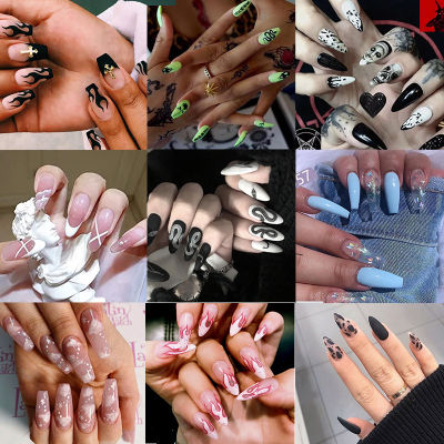 24 Nail Art Patches, Wearing Nails, European and American Wearing Nails, Finished Products, Extending Nails, Detachable Wearing Fake Nail Boxes