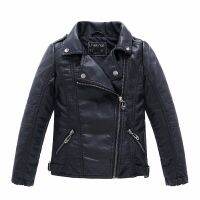 Brand Fashion Classic Girls Boys Black Motorcycle Leather Jackets Child Coat For Spring Autumn 2-14 Years