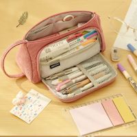 Corduroy Pen Bag Large Capacity Storage Pouch Pencil Case Organizer School Stationery for Students Pencil Cases Boxes