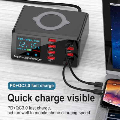 100W 8 Ports USB Charger Quick Charge 3.0 Adapter HUB Wireless Charger Charging Station PD Fast Charger For 11 Samsung