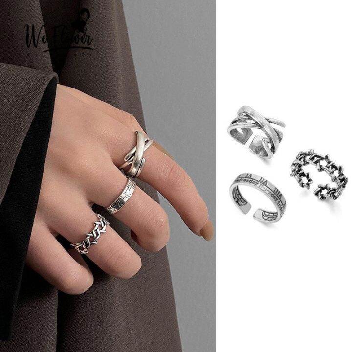 3PCs Retro Silver Open Knuckle Ring Set for Women Men Unisex Adjustable
