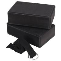 Yoga Block and Yoga Strap Set EVA Foam Soft Non-Slip Yoga Blocks Universal Pilates Stretching and Toning Workouts