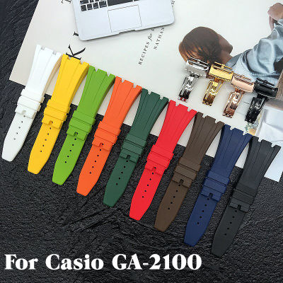 สายนาฬิกายางนิ่มสำหรับ Casio G-Shock,สายรัดซิลิโคนสำหรับ AP ทำจากสเตนเลสสตีลกันน้ำขนาด GA2100 27มม. สำหรับ Apple Watch Refit Kit