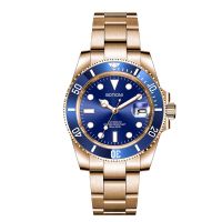 Custom Logo/Name Gold PVD Men Watch NH35 Miyota Automatic Mechanical Watches Ceramic Bezel 10Bar Swim Date Male Clock