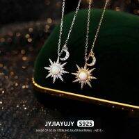 JYJIAYUJY 100% Whole Sterling Silver S925 Necklace In Stock Sun Moon Zircon Style Two Color Jewelry Gift Daily N215