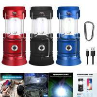 Solar Camping Tent Light Lantern Flashlight Portable Flame Lamp Retractable Lighting Camping Light Emergency Lantern Hiking Lamp