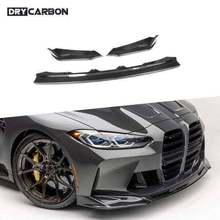 Dt23dkmznbi Dry Carbon Fiber Front Bumper Lip Splitters Bodykit Chin