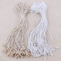 100PC /lot Plastic Wax Line Tag White Beige Hang Tag Polyester Rope String Snap Lock Pin Loop Tie Fasteners Cable Management