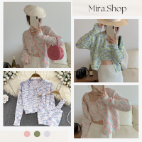 mira เสื้อเซตไหมพรมแขนยาว สีแลนโบ สุดคิ้ว เสื้อแขนยาว 8197#