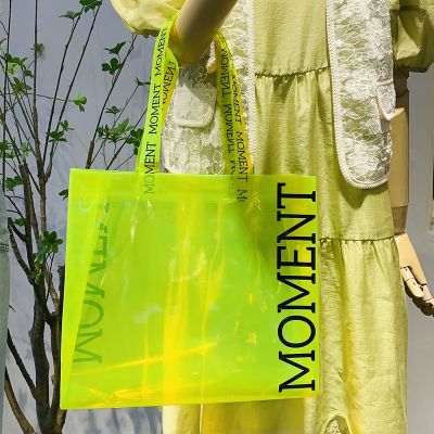 Shoulder bag clothing store tote bag summer transparent PVC custom gift gift packaging bag womens clothing shopping packaging 【MAY】