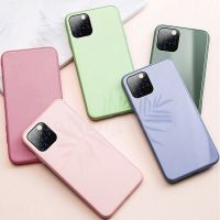 Suitable For Macaron Candy Color Liquid Silicone Edge Glass Cover compatible for IPhone 6 6s 7 8 Plus X XS MAX XR 11 11PRO 11ProMax Case