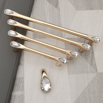 ☞ Gold Crystal Diamond Style Zinc Alloy Kitchen Cabinet Handles Cupboard Door Pulls Drawer Knobs Furniture Handle Hardware