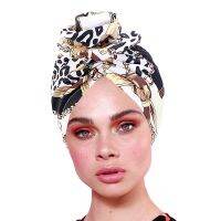 【CW】 Ethnic Chain Printed Big headscarf bonnet women turban hat turbante femme musulman india islamic head wrap