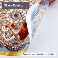 Boho Placemats for Table Water Resistant Tableware Pad Heat Insulation Non-Slip Table Mat Round Coaster Placemat for Dining Tabl